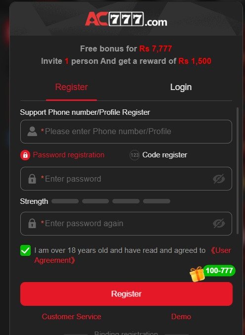 AC777 Game registration and AC777 APK download